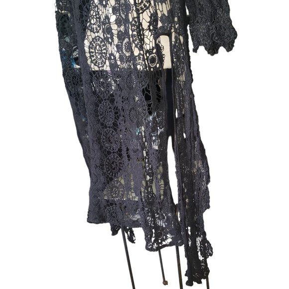 CT332 Mossimo Black Applique Lace Open Cardigan S - Picture 5 of 5